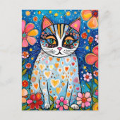 Een kleurrijke kat briefkaart (Voorkant)