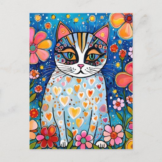 Een kleurrijke kat briefkaart (Voorkant)