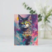 Een kleurrijke kat briefkaart (Staand voorkant)