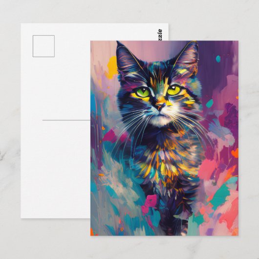 Een kleurrijke kat briefkaart (Voorkant / Achterkant)