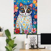 Een kleurrijke kat poster (Thuiskantoor)
