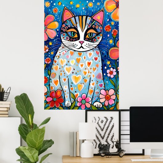 Een kleurrijke kat poster (Thuiskantoor)