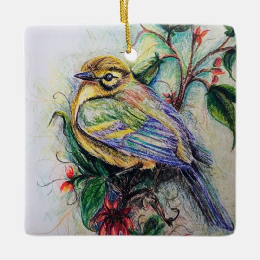 Een kleurrijke kerst keramisch ornament (Voorkant)