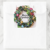 Een kleurrijke kerstkaartje voor feestdagen vierkante sticker (Tas)