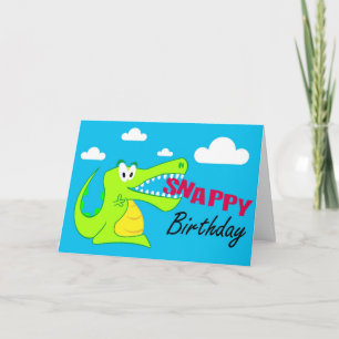 Een kleurrijke krokodil Fun Happy Birthday Kaart