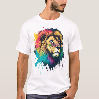 Een kleurrijke leeuw t-shirt