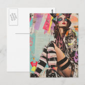 Een kleurrijke mode dame collage briefkaart (Voorkant / Achterkant)