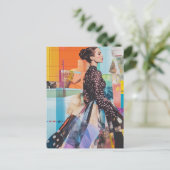 Een kleurrijke mode dame collage briefkaart (Staand voorkant)