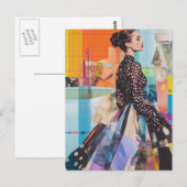Een kleurrijke mode dame collage briefkaart (Voorkant / Achterkant)