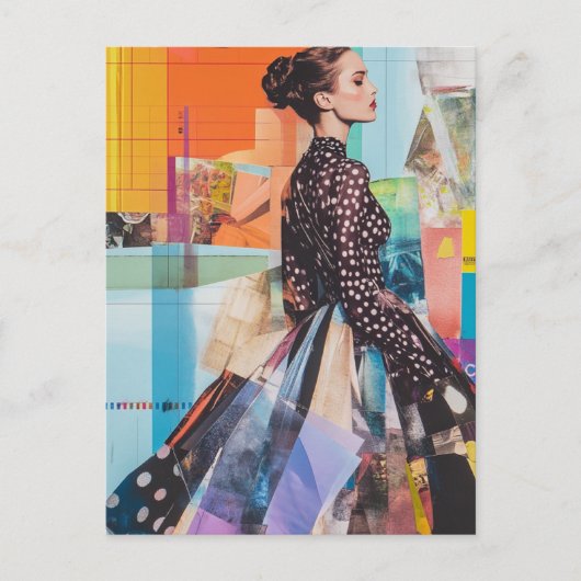 Een kleurrijke mode dame collage briefkaart (Voorkant)