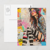Een kleurrijke mode dame collage briefkaart (Voorkant / Achterkant)