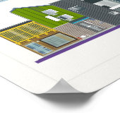 Een kleurrijke moderne design rijhuizen poster (Hoek)