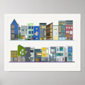 Een kleurrijke moderne design rijhuizen poster (Voorkant)