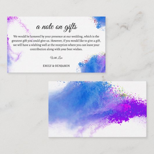 Een kleurrijke noot voor een mooie weddenschap op  informatiekaartje (Voorkant / Achterkant)