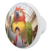 Een kleurrijke ontmoeting - Reuzenpapegaai in het Keramische Knop (Rechts)