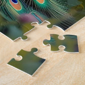 Een Kleurrijke Pauw en Bloemen  Legpuzzel (Zijkant)