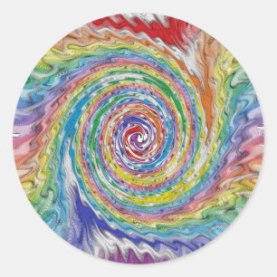 Een kleurrijke platter ronde sticker