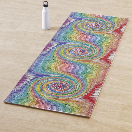 Een kleurrijke platter yogamat (In situ)