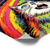 Een kleurrijke pluizige kat in de ruimte poster (Hoek)