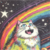 Een kleurrijke pluizige kat in de ruimte sticker (Voorkant)