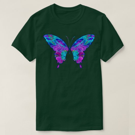 Een kleurrijke Psychedelic Fractal Butterfly Art T-shirt (Design voorkant)