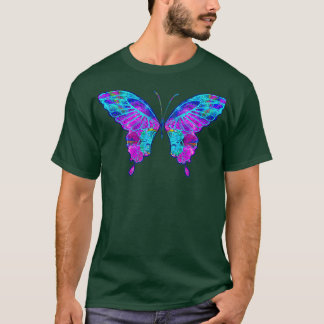 Een kleurrijke Psychedelic Fractal Butterfly Art T-shirt