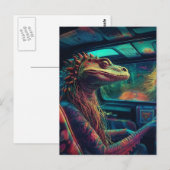 Een kleurrijke psychedelische hagedis in een voert briefkaart (Voorkant / Achterkant)