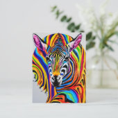 Een kleurrijke regenboog zebra briefkaart (Staand voorkant)