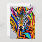 Een kleurrijke regenboog zebra briefkaart (Voorkant / Achterkant)