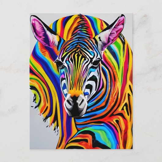 Een kleurrijke regenboog zebra briefkaart (Voorkant)