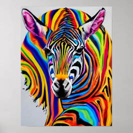 Een kleurrijke regenboog zebra poster