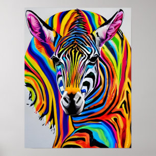 Een kleurrijke regenboog zebra poster