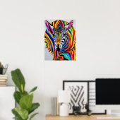 Een kleurrijke regenboog zebra poster (Thuiskantoor)