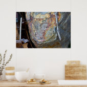 Een kleurrijke rots op het Poster van de bosgrond (Keuken)