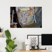 Een kleurrijke rots op het Poster van de bosgrond (Thuiskantoor)