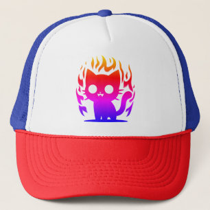 Een kleurrijke silhouet kat meme trucker pet