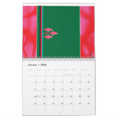 Een kleurrijke sjaal met rode en groene tinten, em kalender (Jan 2026)