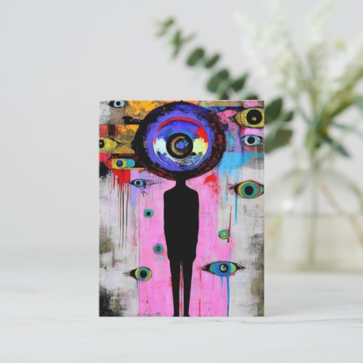 Een kleurrijke surrealistische Abstract Briefkaart (Staand voorkant)