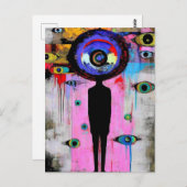 Een kleurrijke surrealistische Abstract Briefkaart (Voorkant / Achterkant)