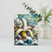 Een kleurrijke surrealistische banaan octopus briefkaart (Staand voorkant)