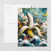 Een kleurrijke surrealistische banaan octopus briefkaart (Voorkant / Achterkant)