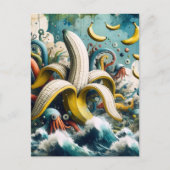 Een kleurrijke surrealistische banaan octopus briefkaart (Voorkant)