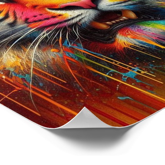 Een kleurrijke tijger poster (Hoek)