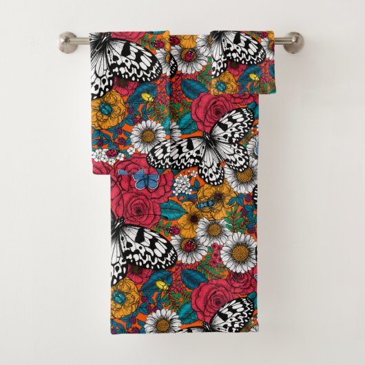 Een kleurrijke tuin bad handdoek (Insitu)