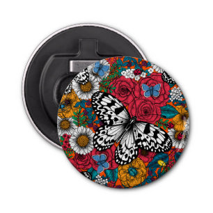 Een kleurrijke tuin button flesopener