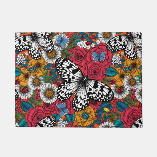 Een kleurrijke tuin deurmat (Voorkant)