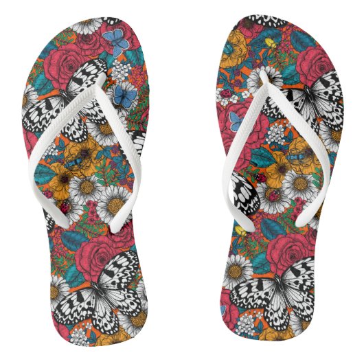 Een kleurrijke tuin teenslippers (Voetbed)