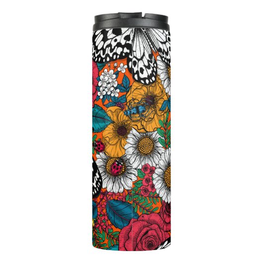 Een kleurrijke tuin thermosbeker (Achterkant)