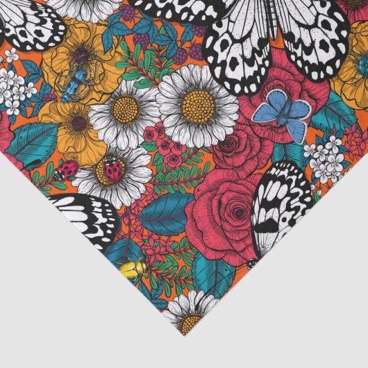 Een kleurrijke tuin tissuepapier (Detail)