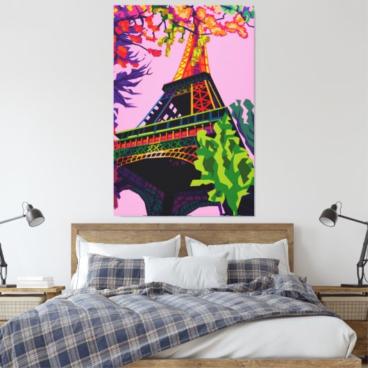 Een kleurrijke viering van de Eiffeltoren Canvas Afdruk (Insitu (Slaapkamer))